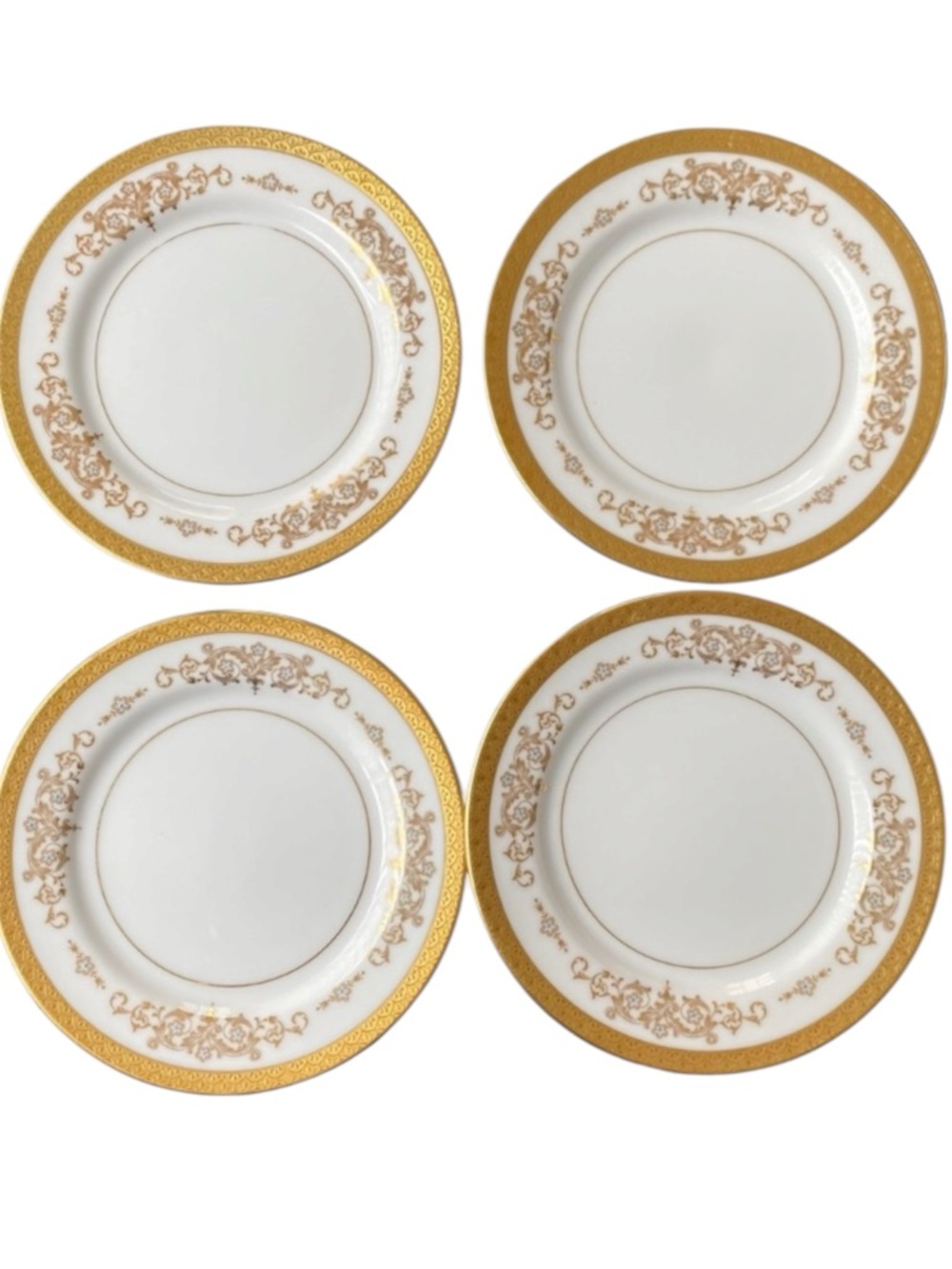 Mikasa Colony Plate Ivory Gold Rim Set of 4